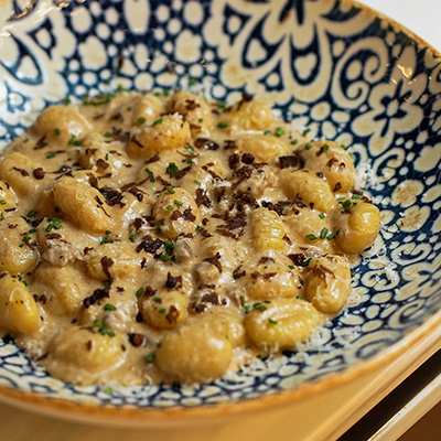 Gnocci azzurra de pommes de terre du restaurant Al Lado de l'hôtel EME Catedral Mercer